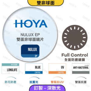 HOYA NULUX EP Full Control 雙非球面 全面防護鍍膜鏡片